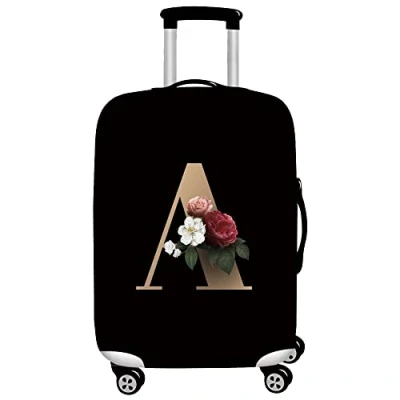 Image of Initial Letter Printed Design Travel Trolley Case Cover Protector Washable Suitcase Luggage Storage Covers for 18 28 inch (XL (29 32 Luggage), gold A)