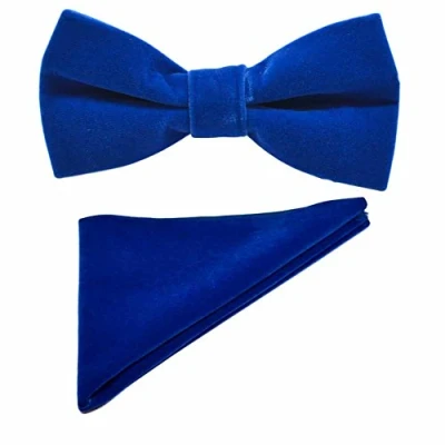 Image of Royal Blue Velvet Bow Tie &amp; Pocket Square Set
