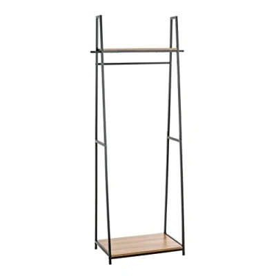 Image of HAKU Mobel Standing Wardrobe Oak, Black, Mdf, Metal Size: W 68 cm X H 166 D 40 cm, Style: Modern