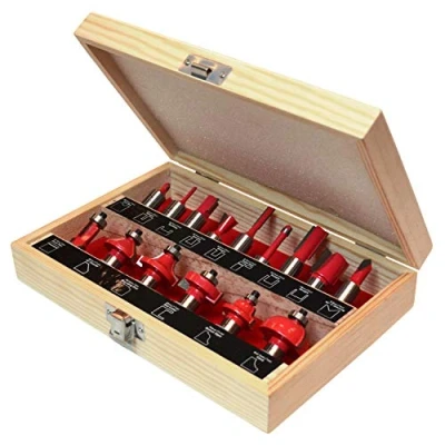Image of Faithfull FAIRBS15 1/2 Inch TC Router Bit Set of 15 with Storage Case Shank