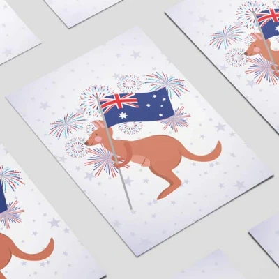 Image of PARTYRAMA.CO.UK Kangaroo With Australian Flag A2 Poster PVC Party Sign Decoration 59cm x 42cm