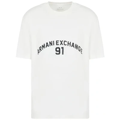 Image of Armani Exchange Men&#039;s Big Embroidered Logo, Regular Fit T Shirt, Off White, XL