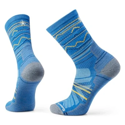 Image of Smartwool HIKE Light Cushion Mountain Range Pattern CREW Socks Sports socks, Size: 5 7.5, Laguna blue