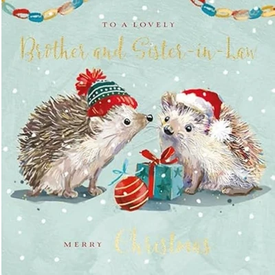 Image of The Wildlife Brother &amp; Sister in Law Hedgehogs Artistic Christmas Greeting Card X16143I