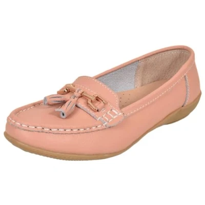 Image of Jo &amp; Joe Nautical Womens Leather Shoes Baby Pink Standard Fit 6 UK