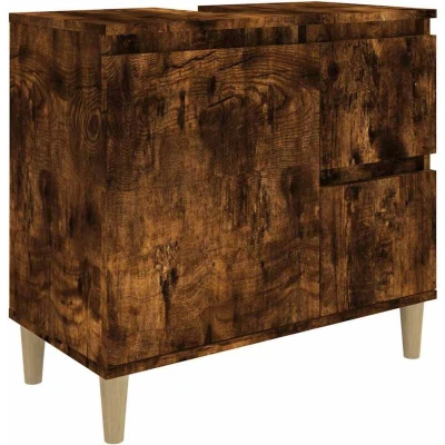 Image of vidaXL Bathroom Cabinet Smoked Oak 65x33x60 cm Engineered Wood