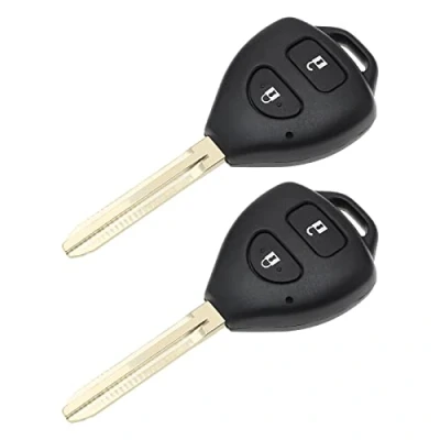 Image of YINETTECH 2PCS Car Key Case with Uncut Blade Compatible RAV4 Auris Corolla Hilux Avensis 2 Button Fob Shell Housing Replacement Cover