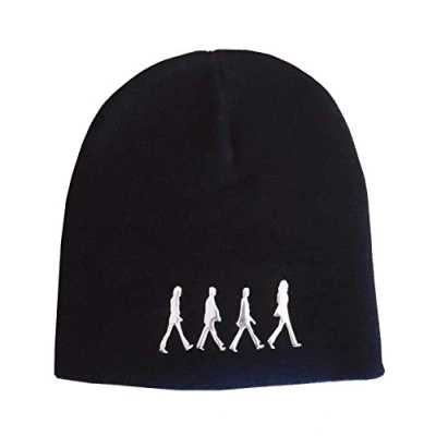 Image of The Beatles Beanie Hat Abbey Road Sonic Silver Logo Official Black One Size