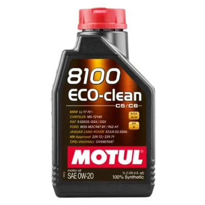 Image of Motul 108813 Car Engine Oil 8100 ECO clean Fully Synthetic Fuel Economy Lubricant for Petrol &amp; Diesel Vehicles 100% Viscosity SAE J 300, 0W 20 1 Litre