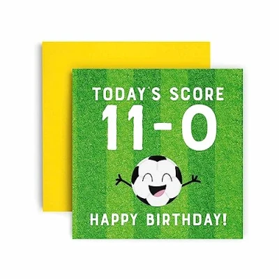 Image of Huxters 11th Birthday Card Cards for Boys Girls Football Goals Scored Happy Son or Daughter Brother Sister Friend Envelope (11th)