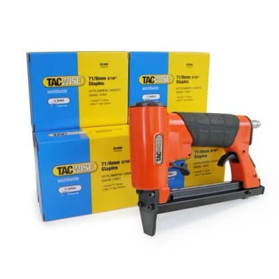 Image of Tacwise 1189 A7116V Upholstery Air Stapler Bundle with 120,000 x 8 mm Staples, Uses Type 71 / 4 16 Orange black