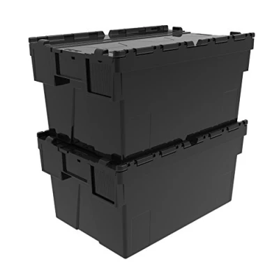 Image of 2 x Attached Lidded Plastic Box 56 Litres
