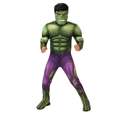 Image of Rubie&#039;s 301735M Hulk Deluxe Kids Fancy Dress, Boys, Multicolour, 9 10 Years