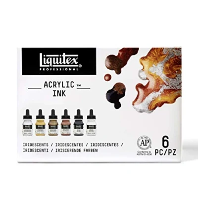 Image of Liquitex Professional Acrylic Ink, Set of 6 x 30 ml Iridescent Colours