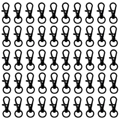 Image of Belle Vous 50 Pack Black Metal Mini Swivel Lobster Clasps 33mm in Length Premium Lanyard Snap Key Hooks Hook for Rings, Zippers, Crafts, Clips, Jewellery, Chains and Keychains