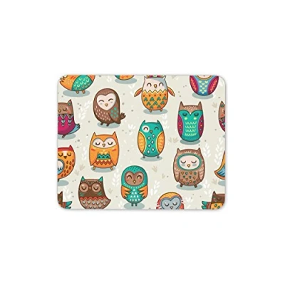 Image of Destination Vinyl Ltd Cute Cartoon Owls Mouse Mat Pad Owl Bird Mum Sister Aunty Gift Computer #13134