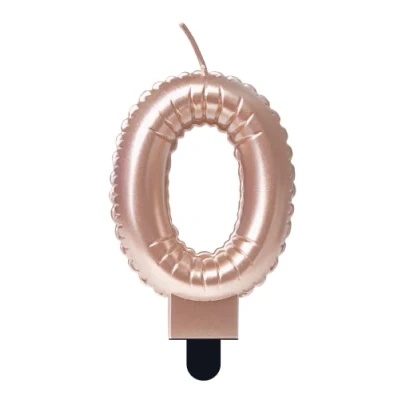 Image of PD Party 7060010 Foil Balloon Candles Birthday Cake Decorations 0, Rose, 10cm Length x 5.5cm Width 1.5cm Height