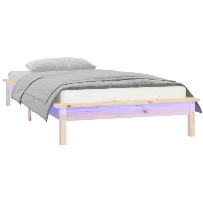 Image of vidaXL LED Bed Frame without Mattress 100x200 cm Solid Wood