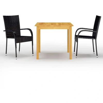 Image of vidaXL 3 Piece Garden Dining Set Black