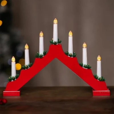 Image of Marco Paul Christmas Candle Bridge Festive Traditional LED Flameless Candles Battery Operated for Decorations Indoor with Timer and Light Switch RED