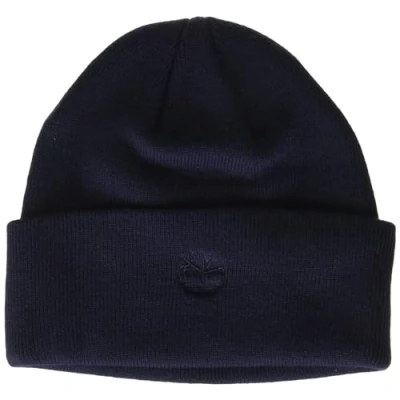 Image of Timberland Men&#039;s Cuffed Beanie with Embroidered Logo Blue One Size