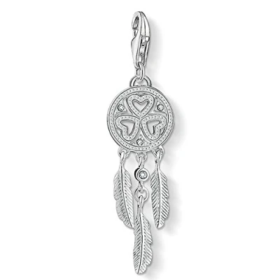 Image of Thomas Sabo Women Charm Pendant Dreamcatcher Hearts Zirconia Club 925 Sterling Silver 1424 051 21