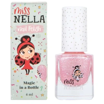 Image of Miss Nella Its Glitzy Hippo Safe Special glittery baby pink Nail Polish for Kids, Non Toxic &amp; Odour Free Formula Children and Toddlers, Water Based Easy Peel Off