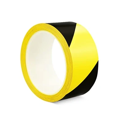 Image of ALBOYI Black Yellow Hazard Warning Tape 1 Roll, 48mmX20m Safety Self Adhesive, Caution for Floor Marking Barrier