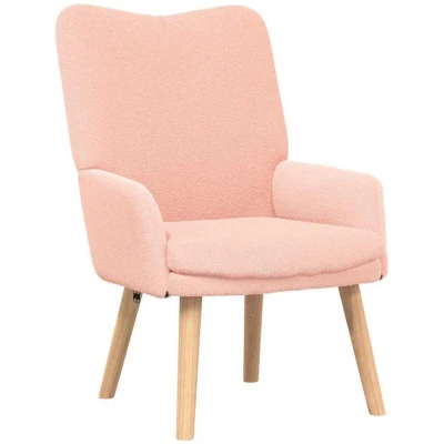 Image of vidaXL Relaxing Chair Pink Curly Wool like Fabric