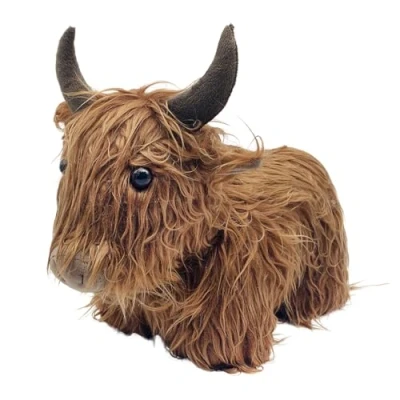 Image of Lesser &amp; Pavey Cute Fluffy Highland Cow Weighted Animal Doorstop Sitting or Standing Poses (Standing)