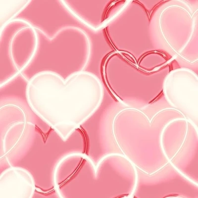 Image of Neon Love Heart Wall White Red Pink Wallpaper Modern Contemporary Trendy Stylish Children&#039;s Room Featur