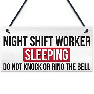 Image of RED OCEAN Night Shift Worker Sleeping Do Not Disturb Hanging Plaque Dr&#039;s Nurses Sign