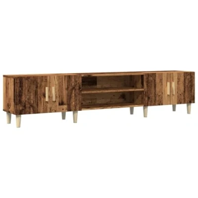 Image of vidaXL Modern TV Cabinet Stand in Old Wood 4 Compartments &amp; Doors Engineered Media Unit for Living Room/Bedroom 180x31.5x40 cm