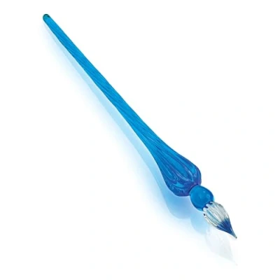Image of Jacques Herbin Ref 21413T Traditional Glass Quill Pen with Gift Box Navy Blue Colour 18cm Long, Suitable for Fountain Ink, Handmade, Twisted Threads