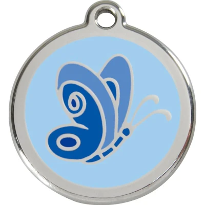 Image of Red Dingo Dog Collar Tag Butterfly Pink 38 mm