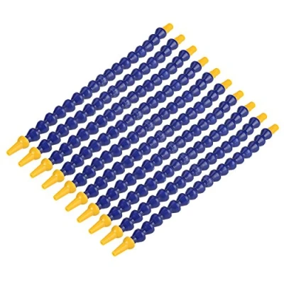Image of Flexible Coolant Pipe,10Pcs Universal Spray Plastic Water Oil 1/8BSPT Thread Hose Flat/Round Nozzle for Lathe CNC with Valve 1/2&quot; Blue Yellow, 0.6 * 11.8inch