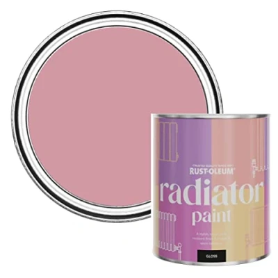 Image of Rust Oleum Pink Heat Resistant Radiator Paint in Gloss Finish Dusky 750ml