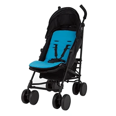 Image of Baby Stroller Seat Liner Comfi Cush Memory Foam Pushchair Insert for Extra Comfort Pushchair, Buggy, Pram by CuddleCo Sky (Blue/Black)