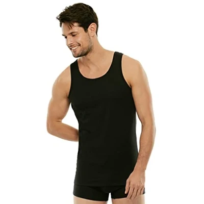 Image of Lovable Men&#039;s 100% Cotton Up canottiera, Black (Nero 004), M