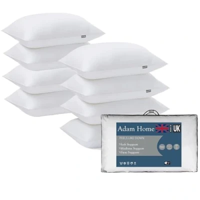 Image of Adam Home Pillows 8 Pack Hotel Quality Side Sleeper Bounce Back Bed Pillow Quick rebound &amp; Dust Proof Resistant Premium Filled of