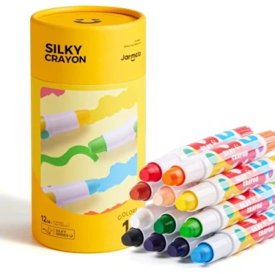 Image of Jar Melo Washable Crayons for Toddlers, 12 Colors Crayon Non Toxic Silky Large Crayons, Gift Boys and Girls Back to School