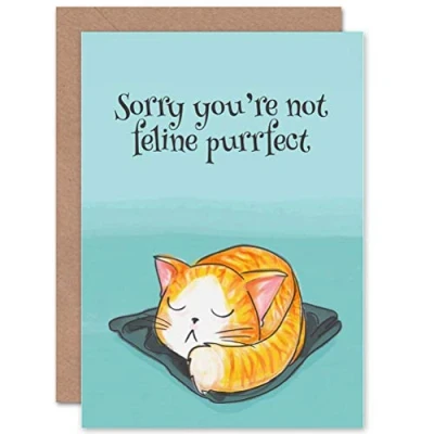 Image of Wee Blue Coo CARD GREETING GET WELL SOON CAT KITTEN FELINE PURRFECT GIFT
