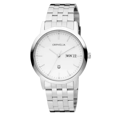 Image of Orphelia Momento Men&#039;s Quartz Watch with White Dial Analogue Display and Silver Stainless Steel Bracelet 62603