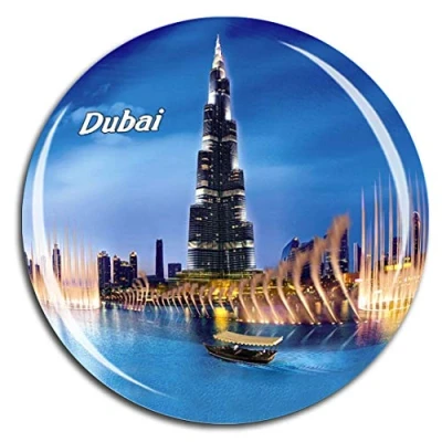 Image of Weekino The Dubai Fountain Burj Khalifa UAE Asia Fridge Magnet 3D Crystal Glass Tourist City Travel Souvenir Collection Gift Strong Refrigerator Sticker