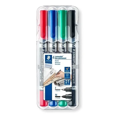 Image of Staedtler Lumocolor Permanent Marker Duo Pack of 4aa