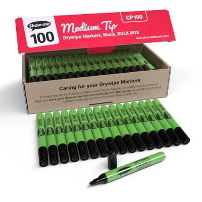 Image of Dry Wipe Pens Black Pack Of 100