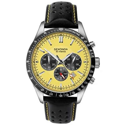 Image of SEKONDA Unisex Adult Chronograph Quartz Watch with Leather Strap 1395.27