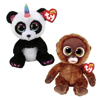 Image of TY Paris &amp; Chessie Beanie Boo Regular Multipack Squishy Baby Soft Plush Toys Collectible Cuddly Stuffed Teddy