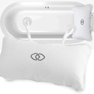 Image of Inflatable Bathtub Pillow, Anti Slip Non Home Spa Bath Cushion, Pillow with Suction Cups, Head Neck Back Shoulders Rest Relax for Hot Tub
