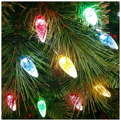 Image of 100x Multicoloured LED Faceted Cone Indoor/Outdoor Christmas Tree Lights Green Wire 8264GM